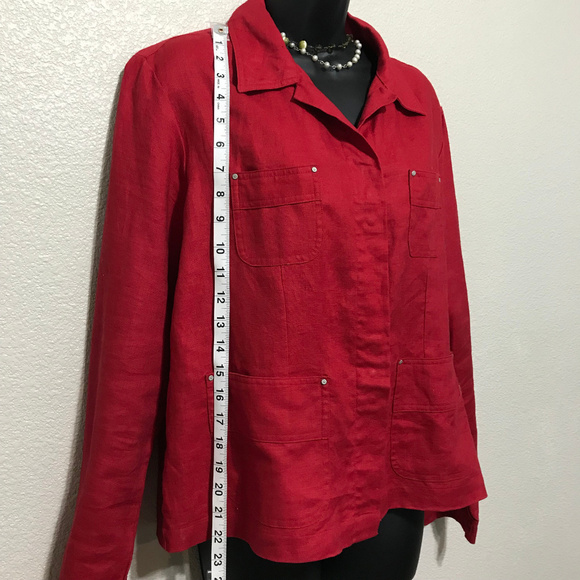 Real Comfort by Chadwicks 100% Linen Red Shirt - Picture 5 of 7